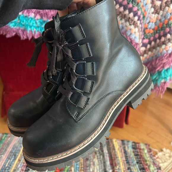 AquaDiva Stylish Shirley Black Leather Combat Boots 37/6.5" - Picture 15 of 16